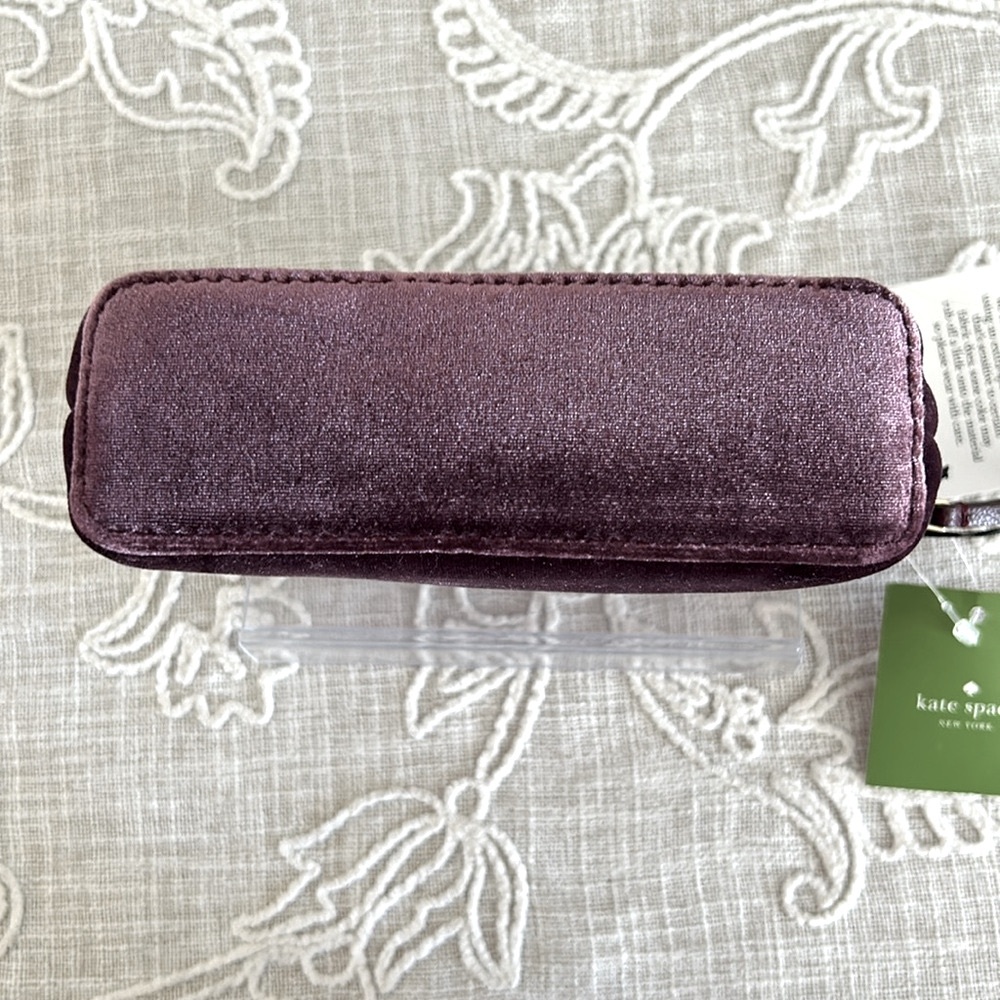 Kate Spade NWT Plum Velvet Mini Marcy Dawn Clutch Bag with Ruffle Detail - Picture 7 of 12